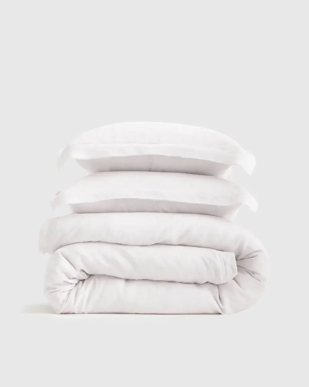 New Quince Linen Double Flange Duvet Cover Set Full Queen White 3pc 2 Shams